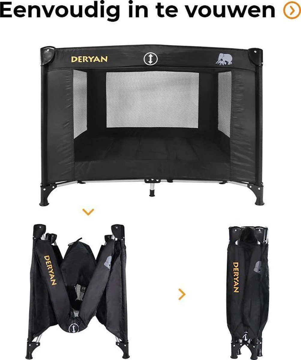 Deryan Kinderbox - Inklapbare Box - 100x100cm - Zwart 6 Deryan Kinderbox - Inklapbare Box - 100x100cm - Zwart - Afbeelding 6