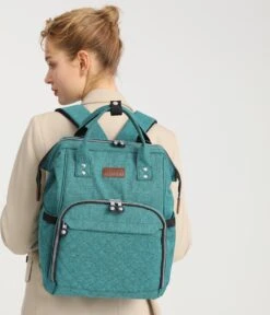 Miss Lulu Luiertas Rugzak - Inclusief Buggy En Kinderwagen Haken - Groen (E6705 GN) -Aanbiedingen BIBS Winkel 1030x1200 4