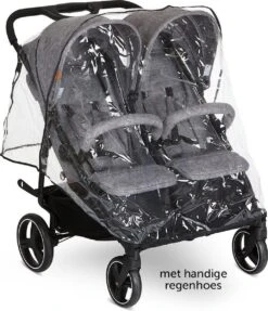 ABC Design Duo Kinderwagen Twin Circle Line - Inclusief Regenhoes - Woven Graphite -Aanbiedingen BIBS Winkel 1031x1200 6