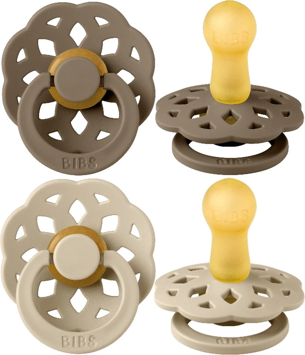 BiBS - Boheme Pacifier - Stage 1 Fopspeen - 2 Stuks - Vanilla / Dark Oak 1 BiBS - Boheme Pacifier - Stage 1 Fopspeen - 2 Stuks - Vanilla / Dark Oak