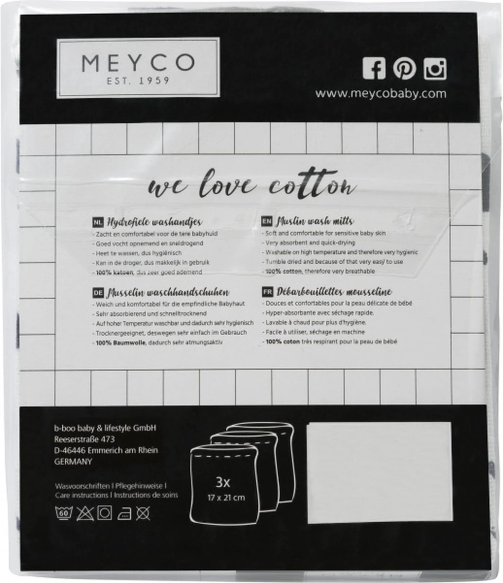 Meyco Hydrofiele Washandjes 3-pack - Feathers-Clouds-Dots - Grijs/Wit 4 Meyco Hydrofiele Washandjes 3-pack - Feathers-Clouds-Dots - Grijs/Wit - Afbeelding 4