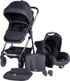 Puck Stroller 3 In 1 Max Zwart Met Frame Antra Incl Autostoel/Adapter/Mamabag -Aanbiedingen BIBS Winkel 1039x1200 3