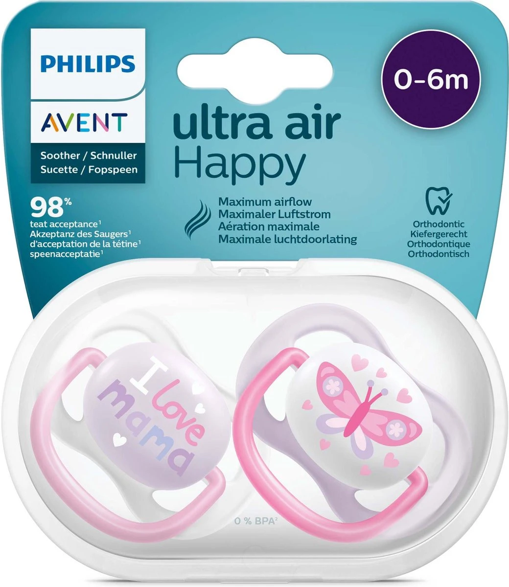 Philips Avent Ultra Air SCF080/02 - Fopspeen - 0-6 Maanden - 2 Stuks 7 Philips Avent Ultra Air SCF080/02 - Fopspeen - 0-6 Maanden - 2 Stuks - Afbeelding 7
