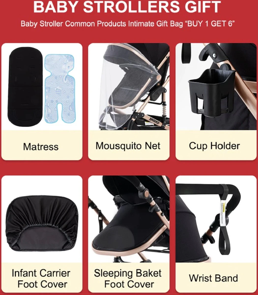 Luxe Kinderwagen 3 In 1 - Wandelwagen - Kinderwagen 3-in-1 Incl Autostoel - Kinderwagen Maxi Cosi – Buggy 3 In 1 - Newborn - Zwart/goud 5 Luxe Kinderwagen 3 In 1 - Wandelwagen - Kinderwagen 3-in-1 Incl Autostoel - Kinderwagen Maxi Cosi – Buggy 3 In 1 - Newborn - Zwart/goud - Afbeelding 5