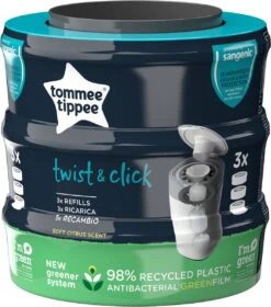 Tommee Tippee Twist & Click Milieuvriendelijke Luieremmer Navulling - Duurzaam Geproduceerde Greenfilm - 3 Stuks -Aanbiedingen BIBS Winkel 1059x1200 1