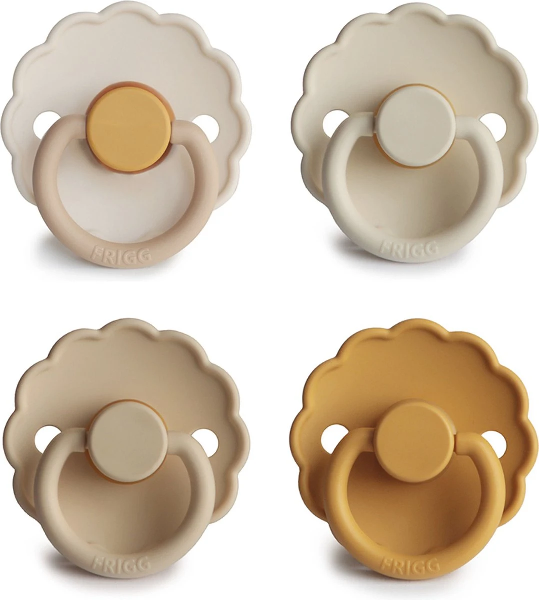 Frigg Fopspeen - Maat 2 6-18 Maanden - 4 Stuks - Daisy - Cream - Chamomile - Croissant - Honey Gold• 1 Frigg Fopspeen - Maat 2 6-18 Maanden - 4 Stuks - Daisy - Cream - Chamomile - Croissant - Honey Gold•