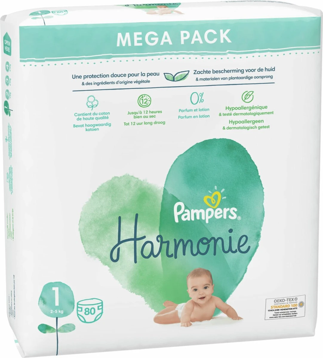 Pampers® Pampers - Harmonie / Pure - Maat 1 - Mega Pack - 80 Luiers 3 Pampers® Pampers - Harmonie / Pure - Maat 1 - Mega Pack - 80 Luiers - Afbeelding 3