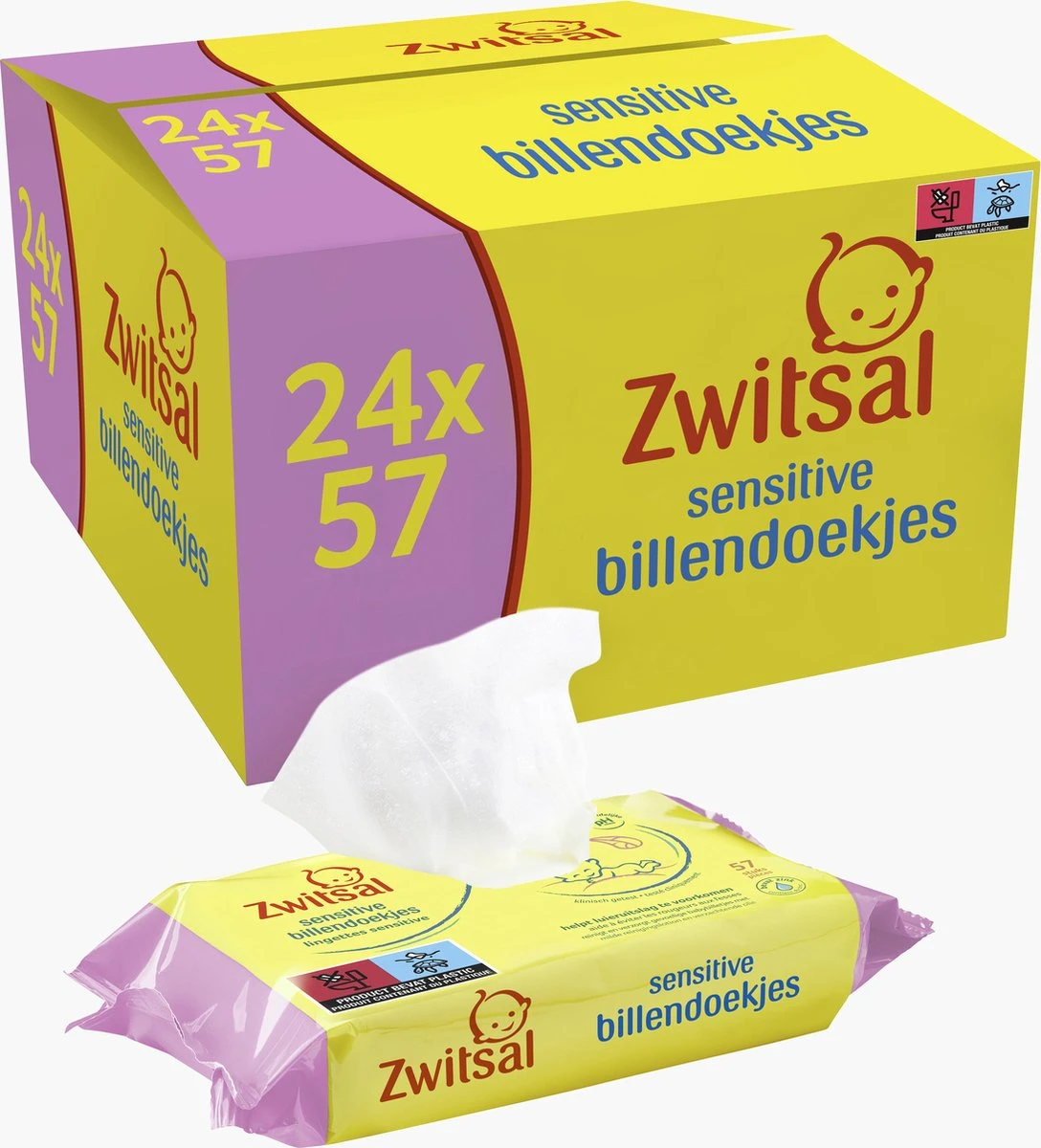 Zwitsal Baby Sensitive Billendoekjes Alcoholvrij - 1368 Doekjes - Voordeelverpakking 1 Zwitsal Baby Sensitive Billendoekjes Alcoholvrij - 1368 Doekjes - Voordeelverpakking