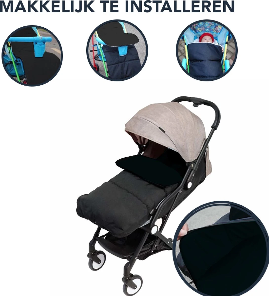 Achaté Voetenzak - Voor Kinderwagen Of Stoeltje – Baby Slaapzak - Autostoel - Zwart 3 Achaté Voetenzak - Voor Kinderwagen Of Stoeltje – Baby Slaapzak - Autostoel - Zwart - Afbeelding 3