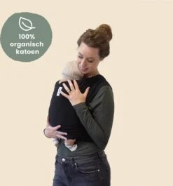 Cuddie Baby Draagdoek - Premium Organic Baby Draagdoek Gemaakt Van Bio Katoen - Newborns Tot 15 Kg - Baby Cadeau - Met Wenskaart - Zwart