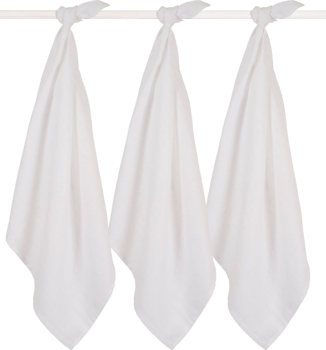 Jollein Hydrofiel Multidoek Basic 70x70cm - White - 3 Stuks 2 Jollein Hydrofiel Multidoek Basic 70x70cm - White - 3 Stuks - Afbeelding 2