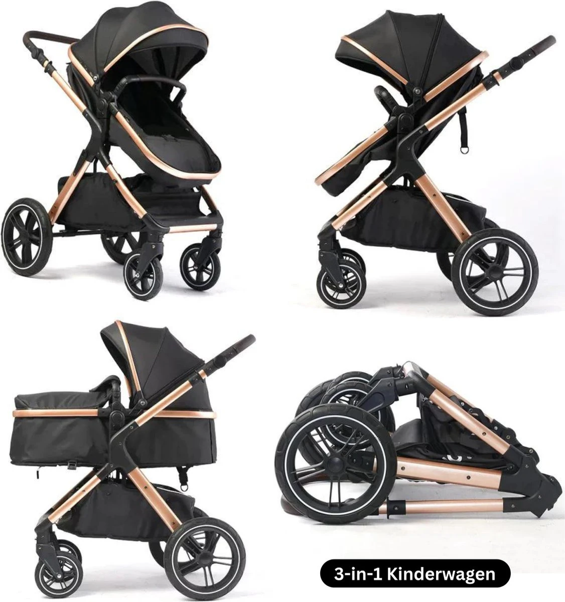 Merkloos BrightWise Luxe Kinderwagen 3 In 1 Van Voldoet Aan Alle Europese Veiligheidscertificaten - Wandelwagen - Kinderwagen 3-in-1 Incl Autostoel - Kinderwagen Maxi Cosi – Buggy 3 In 1 - Newborn - Zwart 8 Merkloos BrightWise Luxe Kinderwagen 3 In 1 Van Voldoet Aan Alle Europese Veiligheidscertificaten - Wandelwagen - Kinderwagen 3-in-1 Incl Autostoel - Kinderwagen Maxi Cosi – Buggy 3 In 1 - Newborn - Zwart - Afbeelding 8
