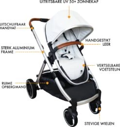 Deryan Evy Kinderwagen - Duo Kinderwagen - Uitbreidbaar - Inclusief Reiswieg - Creme -Aanbiedingen BIBS Winkel 1135x1200 17