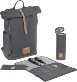 LÄSSIG Luiertas Rolltop Backpack Rugzak Incl Verschoningsmatje Antraciet -Aanbiedingen BIBS Winkel 1137x1200 11