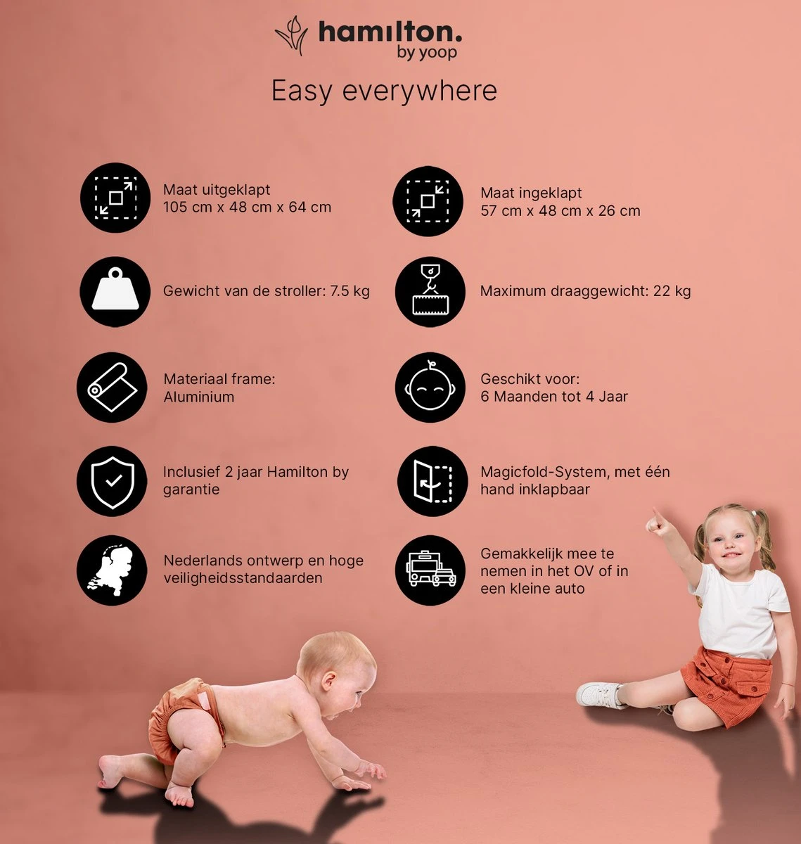 Hamilton By Yoop S1 Plus Buggy Met Monteerbare Zeno Plus Draagwieg - Nieuw En Hoger 2023 Model - Premium Budget Stroller Met One Hand Folding Technologie – Zwart - Licht, Verstelbaar, Wendbaar En Geschikt Van 0 Maanden Tot 4 Jaar – Inclusief Adapter 10 Hamilton By Yoop S1 Plus Buggy Met Monteerbare Zeno Plus Draagwieg - Nieuw En Hoger 2023 Model - Premium Budget Stroller Met One Hand Folding Technologie – Zwart - Licht, Verstelbaar, Wendbaar En Geschikt Van 0 Maanden Tot 4 Jaar – Inclusief Adapter - Afbeelding 10