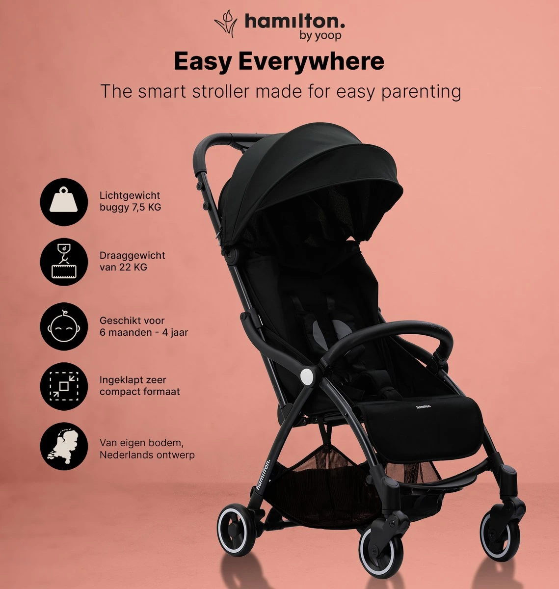 Hamilton By Yoop S1 Plus Buggy Met Monteerbare Zeno Plus Draagwieg - Nieuw En Hoger 2023 Model - Premium Budget Stroller Met One Hand Folding Technologie – Zwart - Licht, Verstelbaar, Wendbaar En Geschikt Van 0 Maanden Tot 4 Jaar – Inclusief Adapter 20 Hamilton By Yoop S1 Plus Buggy Met Monteerbare Zeno Plus Draagwieg - Nieuw En Hoger 2023 Model - Premium Budget Stroller Met One Hand Folding Technologie – Zwart - Licht, Verstelbaar, Wendbaar En Geschikt Van 0 Maanden Tot 4 Jaar – Inclusief Adapter - Afbeelding 20