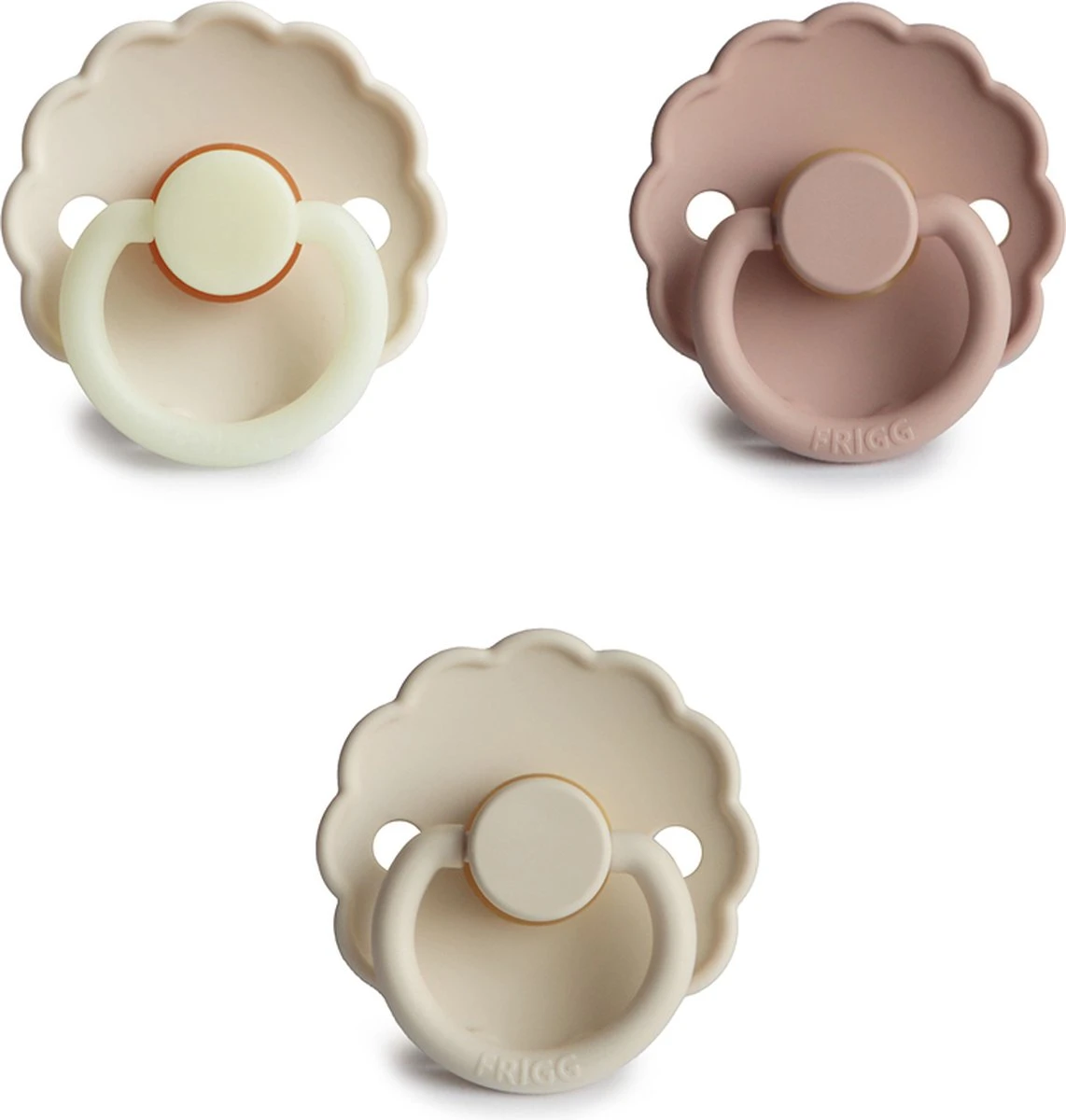 Frigg Fopspeen - Maat 2 6-18 Maanden - 3 Stuks - Daisy - Blush - Cream - Cream Night• 1 Frigg Fopspeen - Maat 2 6-18 Maanden - 3 Stuks - Daisy - Blush - Cream - Cream Night•