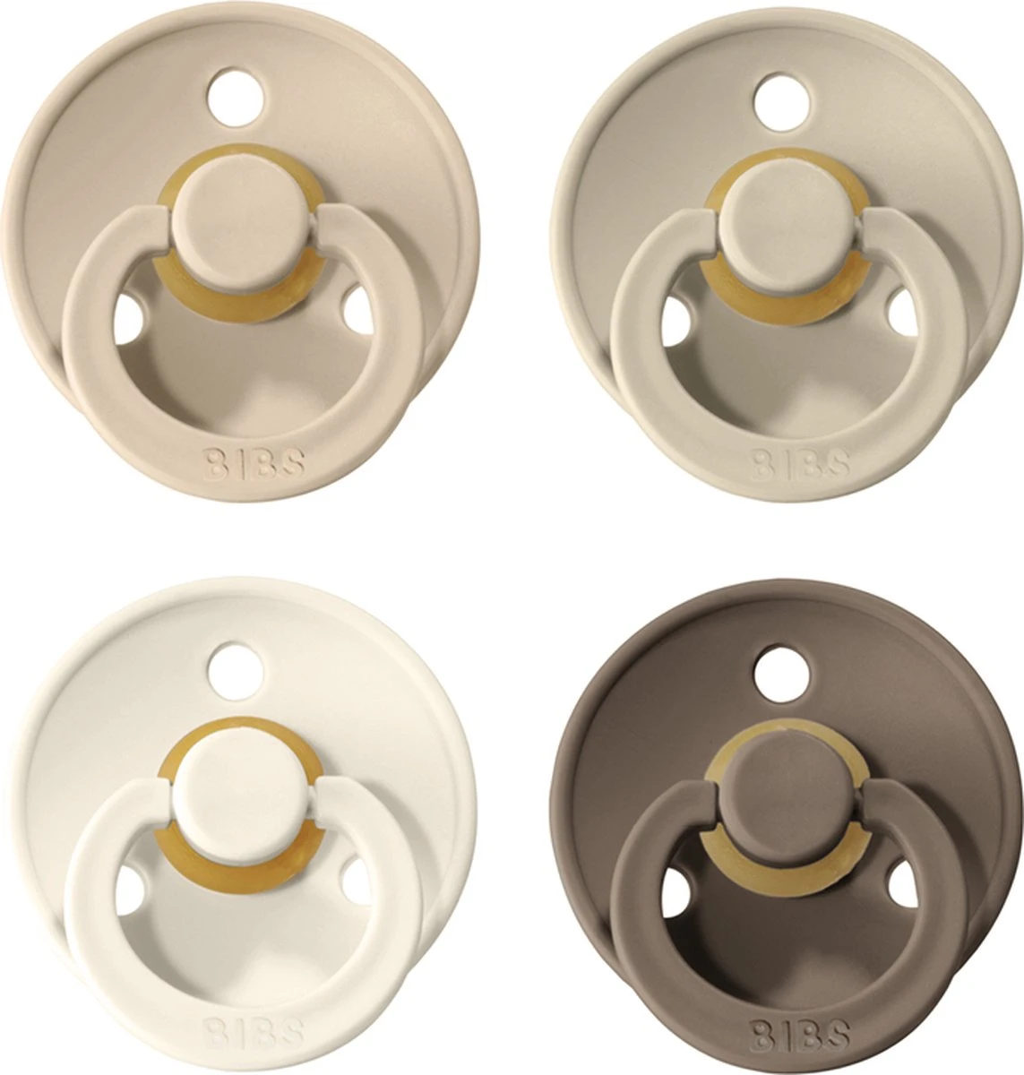 Bibs Fopspeen - Maat 2 6-18 Maanden - 4 Stuks - Vanilla - Sand - Ivory White - Dark Oak* 1 Bibs Fopspeen - Maat 2 6-18 Maanden - 4 Stuks - Vanilla - Sand - Ivory White - Dark Oak*