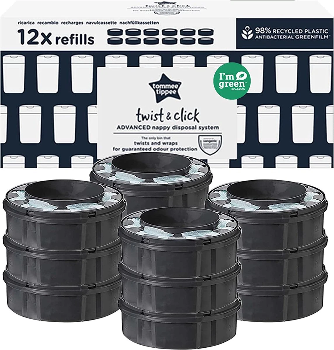 Tommee Tippee Twist & Click Milieuvriendelijke Luieremmer Navulling - Duurzaam Geproduceerde Greenfilm - 12 Stuks 6 Tommee Tippee Twist & Click Milieuvriendelijke Luieremmer Navulling - Duurzaam Geproduceerde Greenfilm - 12 Stuks - Afbeelding 6