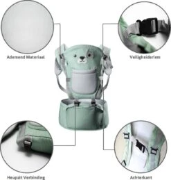 Baby Draagzak - Buik/Rug Babydrager Met Zacht Zitje (0-36 Maanden) - Groene Beer -Aanbiedingen BIBS Winkel 1145x1200 8