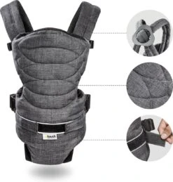 Hauck 2 Way Carrier Draagzak - Buikdrager - Melange Charcoal -Aanbiedingen BIBS Winkel 1146x1200 17