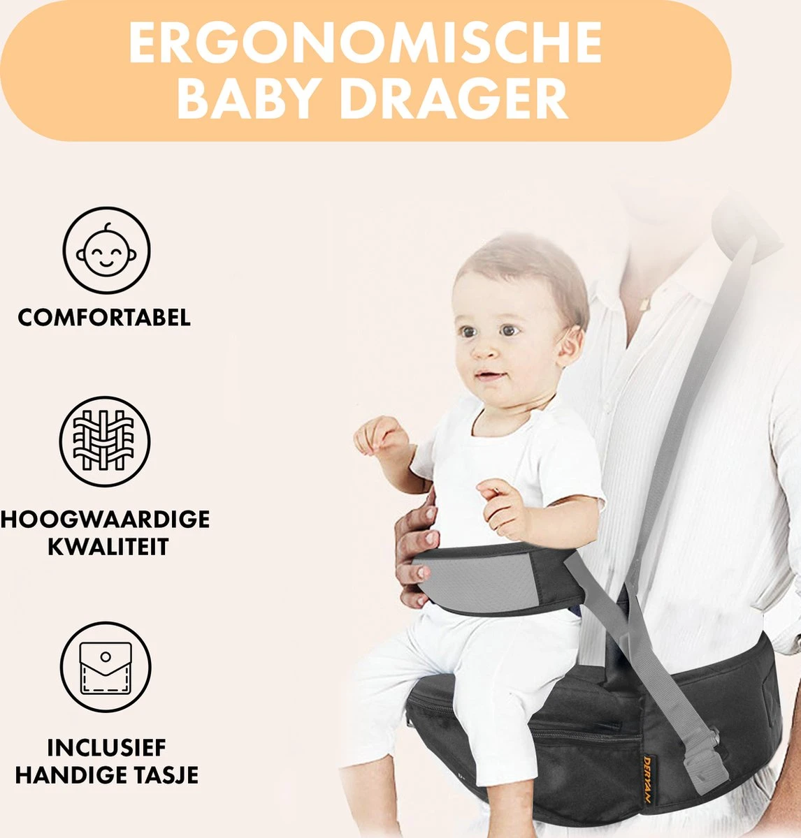 Deryan Pack Light Luxe Heupdrager - Ergonomische Draagzak + Opbergvakjes Grijs 9 Deryan Pack Light Luxe Heupdrager - Ergonomische Draagzak + Opbergvakjes Grijs - Afbeelding 9