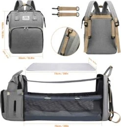 Product Plaza - Luier- En Verzorgingstas - Baby Rug Tas Met Bed - Reis Rugzak - Grote Capaciteit - Jongens En Meisjes - Grijs - Luier Tas - Verzorgingstas Baby - Uitschuifbaar Verschoon/ Slaap Bedje – Multifunctionele Rugzak 0-1 Jaar – -Aanbiedingen BIBS Winkel 1149x1200 4