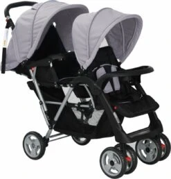 VidaXL Kinderwagen Dubbel Staal Grijs En Zwart -Aanbiedingen BIBS Winkel 1150x1200 15