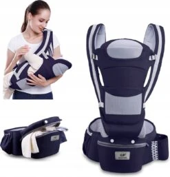 Merkloos Ergonomische Babydraagzak - 15 In 1 - Donkerblauw - 0 Tot 48 Maanden - Babydrager -Buikdrager En Rugdrager - Baby Draagzak - Ergonomisch - Heupdrager
