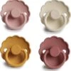 BIBS FRIGG Fopspeen - Set Van 4 - Maat 1 - Kleur Blush, Powder Blush, Cream, Honey Gold - Leeftijd 0 Tot 6 Maanden