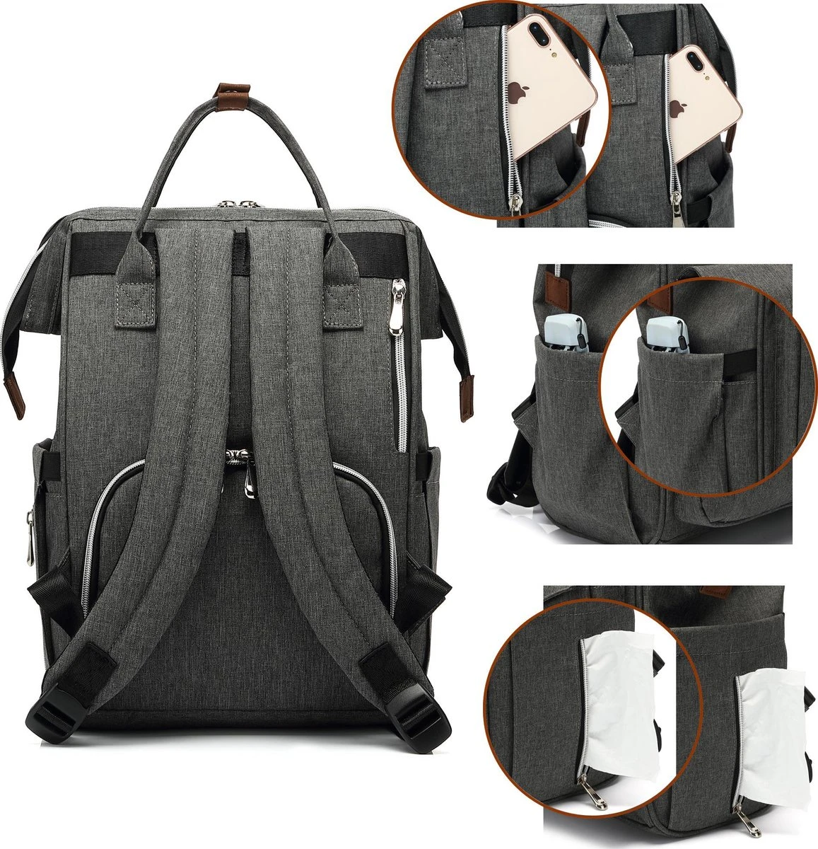 Luiertas (rugzak) Zwart 4 Luiertas (rugzak) Zwart - Afbeelding 4