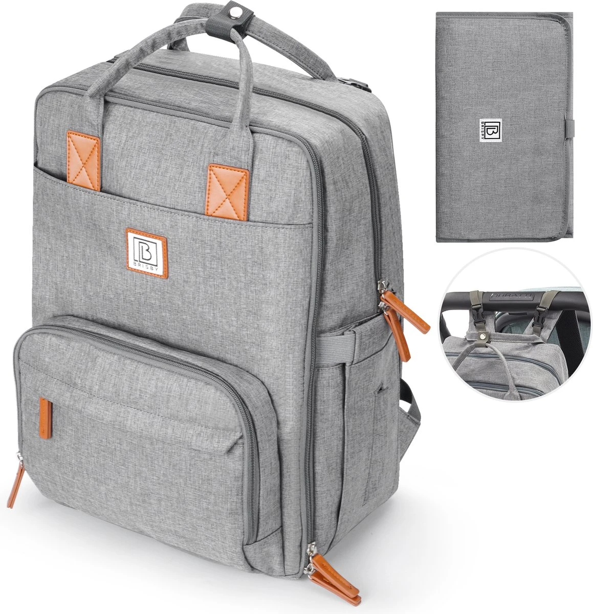 Brisby Slijtvaste Luiertas – Verzorgingstas – Met Buggymontage - Lichtgrijs 1 Brisby Slijtvaste Luiertas – Verzorgingstas – Met Buggymontage - Lichtgrijs