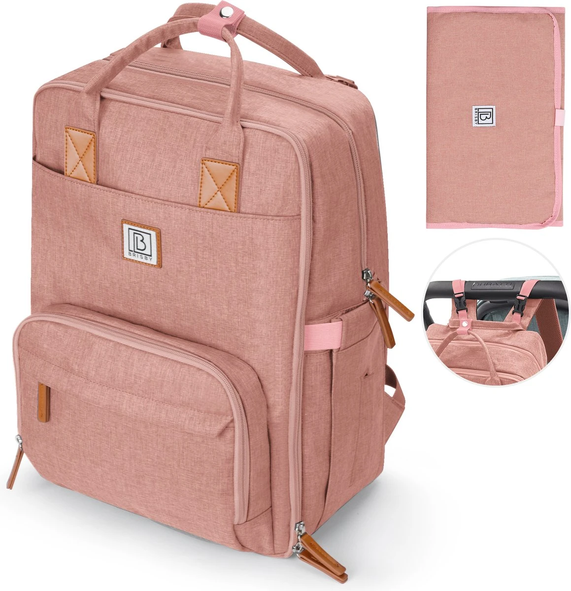 Brisby Slijtvaste Luiertas – Verzorgingstas – Met Buggymontage - Roze 1 Brisby Slijtvaste Luiertas – Verzorgingstas – Met Buggymontage - Roze