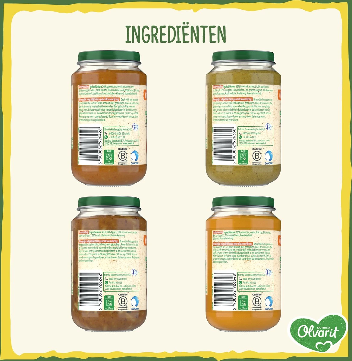 Olvarit Variatiemenu Babymaaltijd 6+ Maanden - Versie 2 - 4 Smaken - 12 X 200g 9 Olvarit Variatiemenu Babymaaltijd 6+ Maanden - Versie 2 - 4 Smaken - 12 X 200g - Afbeelding 9