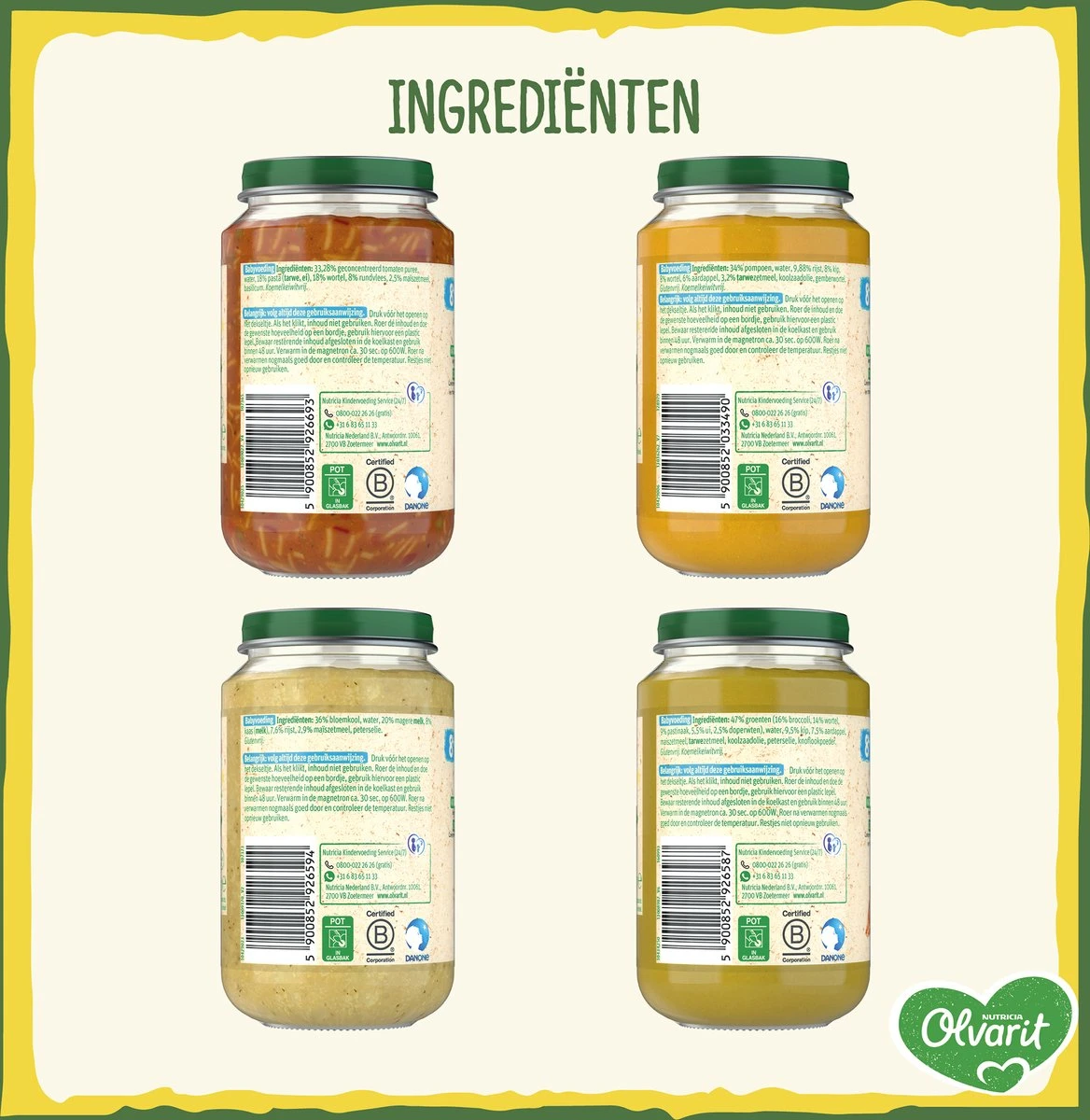 Olvarit Variatiemenu Babymaaltijd 8+ Maanden - Versie 2 - 4 Smaken - 12 X 200g 9 Olvarit Variatiemenu Babymaaltijd 8+ Maanden - Versie 2 - 4 Smaken - 12 X 200g - Afbeelding 9