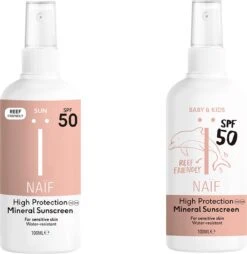Naïf Zonnebrand Spray SPF50 Volwassenen & Zonnebrand Spray SPF50 Voor Baby En Kind – 100ml – Met Natuurlijke Ingrediënten