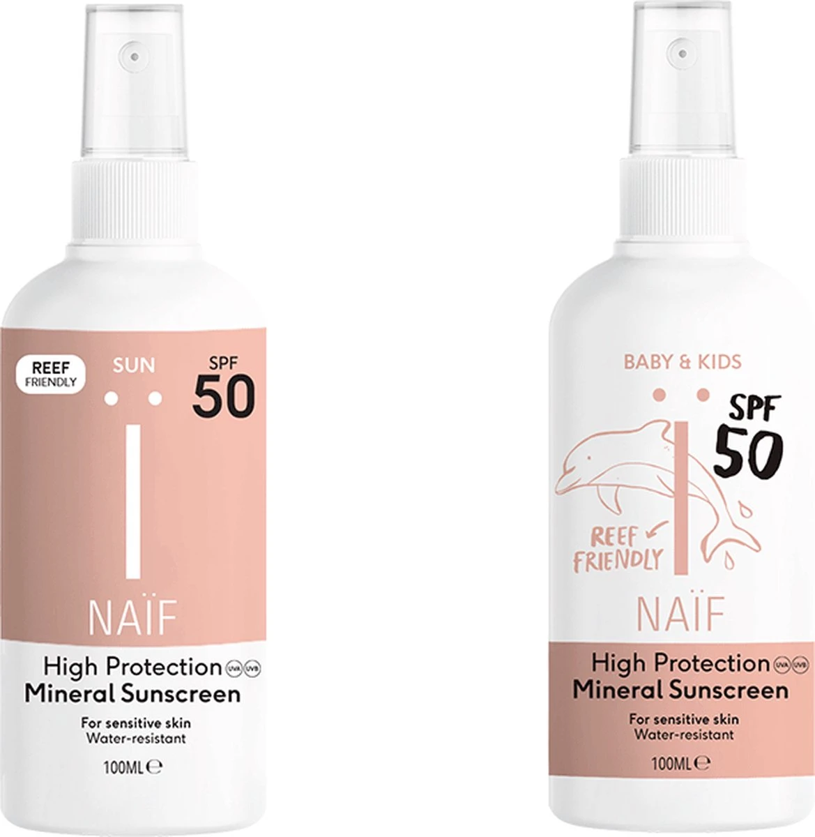 Naïf Zonnebrand Spray SPF50 Volwassenen & Zonnebrand Spray SPF50 Voor Baby En Kind – 100ml – Met Natuurlijke Ingrediënten 1 Naïf Zonnebrand Spray SPF50 Volwassenen & Zonnebrand Spray SPF50 Voor Baby En Kind – 100ml – Met Natuurlijke Ingrediënten
