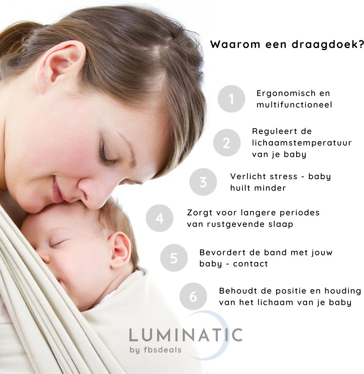 Baby Draagdoek - Babywrap - Baby Carrier - Babydrager - Buikdrager Baby – Baby Draagzak - Baby Sling | Luminatic® | Ergonomisch | Met Tasje | Zwart 3 Baby Draagdoek - Babywrap - Baby Carrier - Babydrager - Buikdrager Baby – Baby Draagzak - Baby Sling | Luminatic® | Ergonomisch | Met Tasje | Zwart - Afbeelding 3