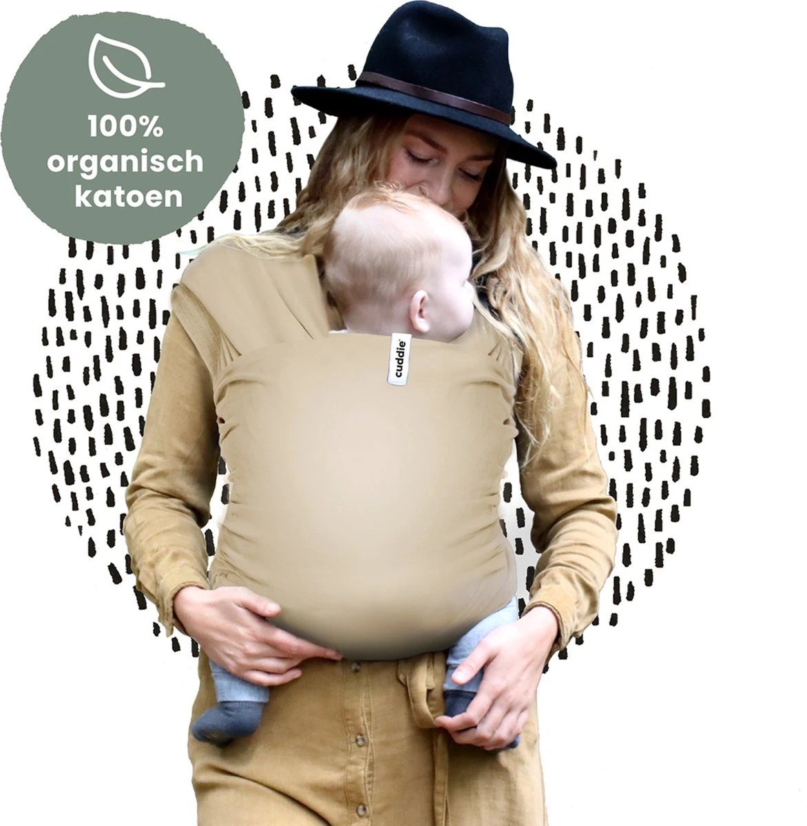 Cuddie Baby Draagdoek - Premium Organic Baby Draagdoek Gemaakt Van Bio Katoen - Newborns Tot 15 Kg - Baby Cadeau - Met Wenskaart - Sand 2 Cuddie Baby Draagdoek - Premium Organic Baby Draagdoek Gemaakt Van Bio Katoen - Newborns Tot 15 Kg - Baby Cadeau - Met Wenskaart - Sand - Afbeelding 2