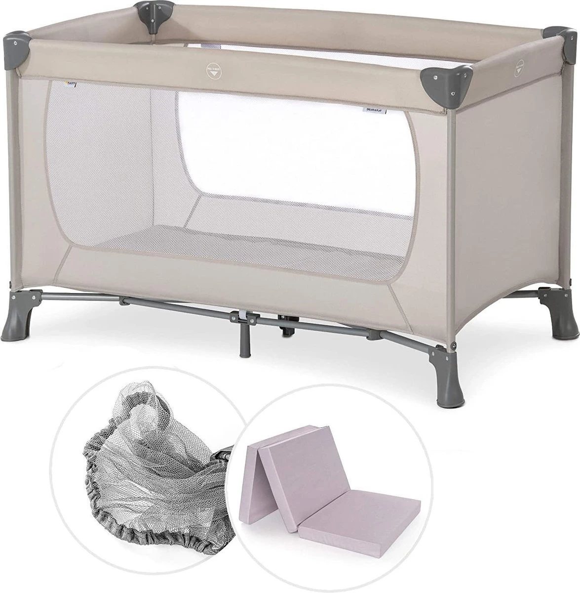 Hauck Dream N Play Campingbedje Set - Met Matras En Muggennet - Beige 1 Hauck Dream N Play Campingbedje Set - Met Matras En Muggennet - Beige