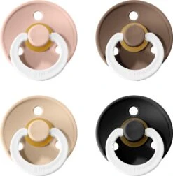 Bibs Fopspeen 0 6 Maanden Set 4 Stuks Glow In The Dark (black, Vanilla, Dark Oak, Blush) Maat 1