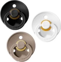 BIBS Fopspeen 3 Stuks 6-18 Maanden | Maat 2 |Black, White En Dark Oak|
