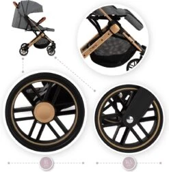 MoMi Wandelwagen - Compacte Lichtgewicht Buggy - Estelle - Gray-Gold (geschikt Van 6mnd - 15kg) -Aanbiedingen BIBS Winkel 1178x1200 21