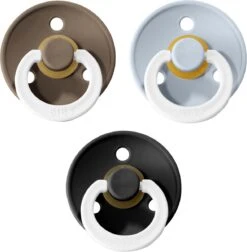 Bibs Fopspeen | Met Speenzakje - Maat 2 6-18 Maanden - 3 Stuks - Glow In The Dark Dark Oak - Glow In The Dark Black - Glow In The Dark Baby Blue