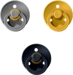 Bibs Fopspeen 3 Stuks 0-6 Maanden | Smoke, Mustard, Dark Denim| Maat 1