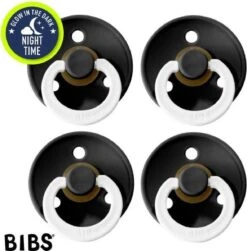 Bibs Fopspeen - Maat 2 6-18 Maanden - 4 Stuks - Black Glow In The Dark