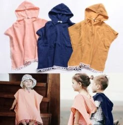 Merkloos Hydrofiele Badcape Blauw Voor 0-2 Jaar