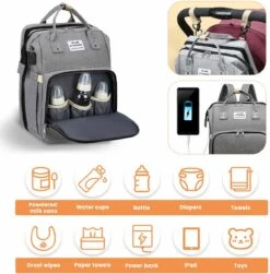 Product Plaza - Luier- En Verzorgingstas - Baby Rug Tas Met Bed - Reis Rugzak - Grote Capaciteit - Jongens En Meisjes - Grijs - Luier Tas - Verzorgingstas Baby - Uitschuifbaar Verschoon/ Slaap Bedje – Multifunctionele Rugzak 0-1 Jaar – -Aanbiedingen BIBS Winkel 1183x1200 13