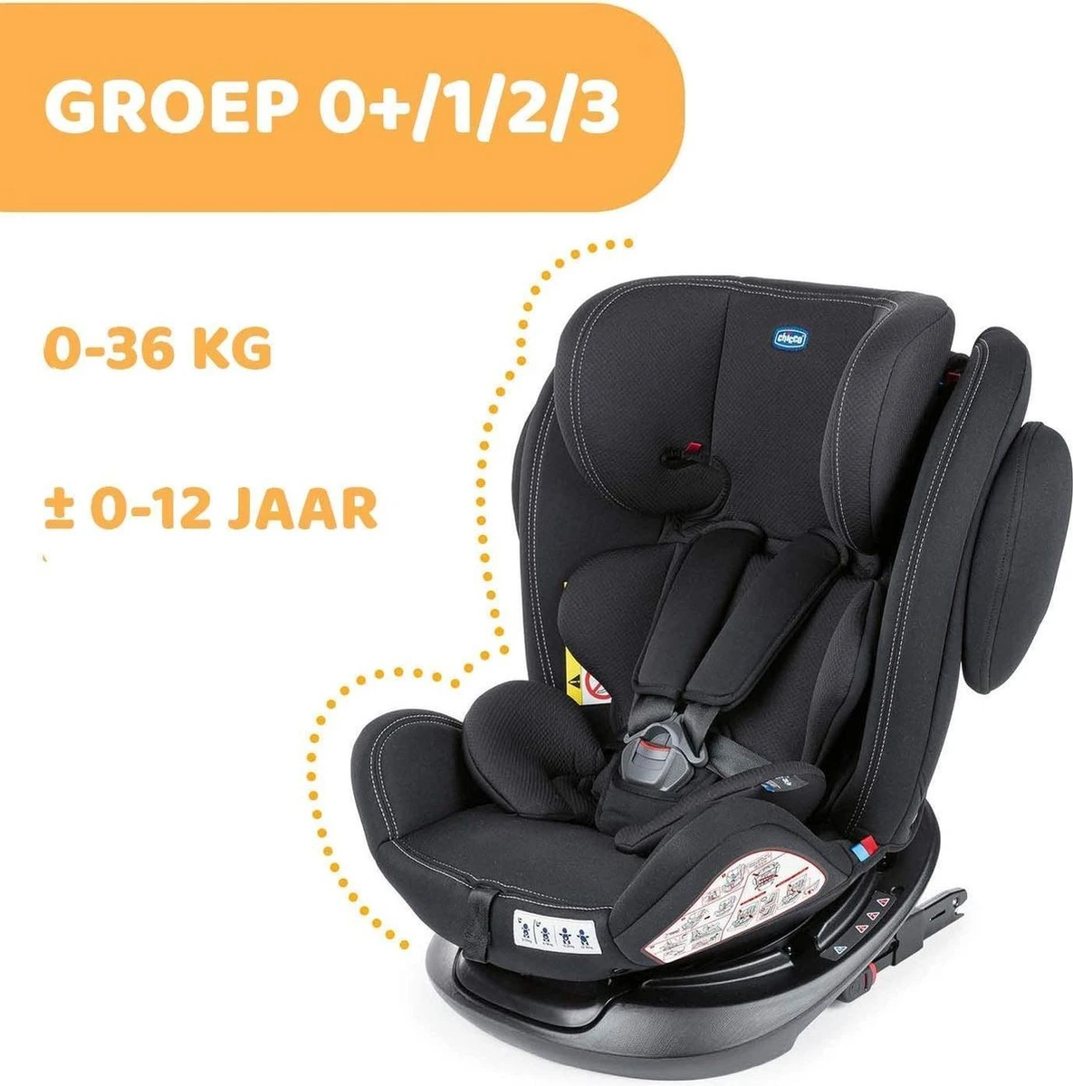 Chicco Autostoel Unico PLUS - Groep 0 1 2 3 - Isofix Bevestiging -Verstelbare Hoofdsteun - Zwart 11 Chicco Autostoel Unico PLUS - Groep 0 1 2 3 - Isofix Bevestiging -Verstelbare Hoofdsteun - Zwart - Afbeelding 11