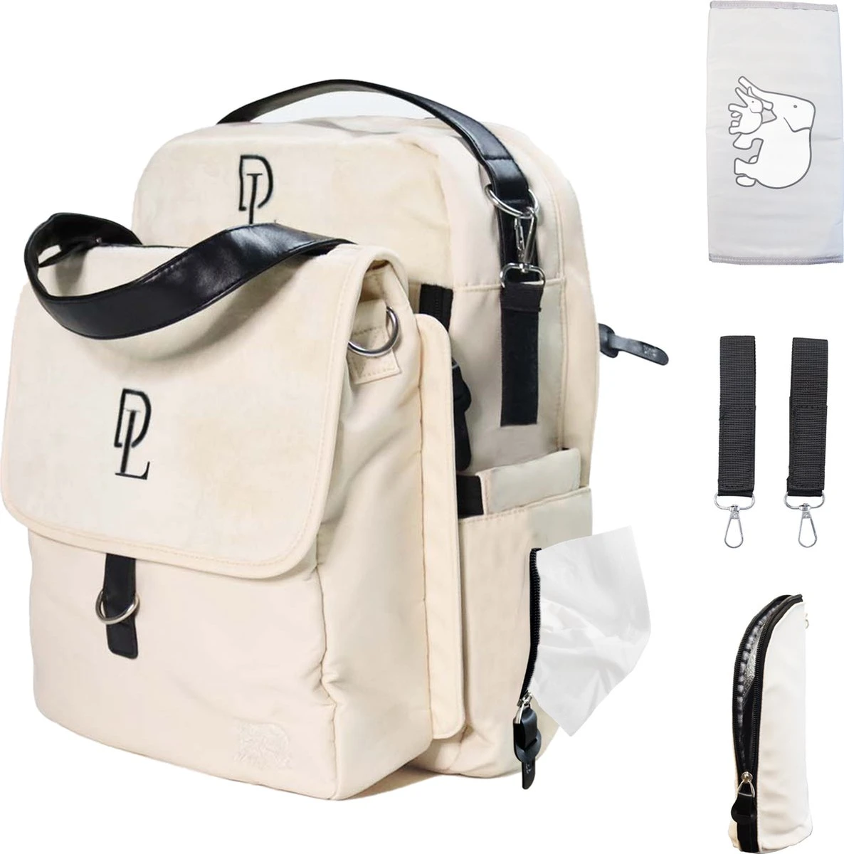 Deryan Luiertas Rugzak Met Verschoonmatje - Inclusief Flessenwarmhouder - Kinderwagenhaken En Isoleervak - Cream 1 Deryan Luiertas Rugzak Met Verschoonmatje - Inclusief Flessenwarmhouder - Kinderwagenhaken En Isoleervak - Cream